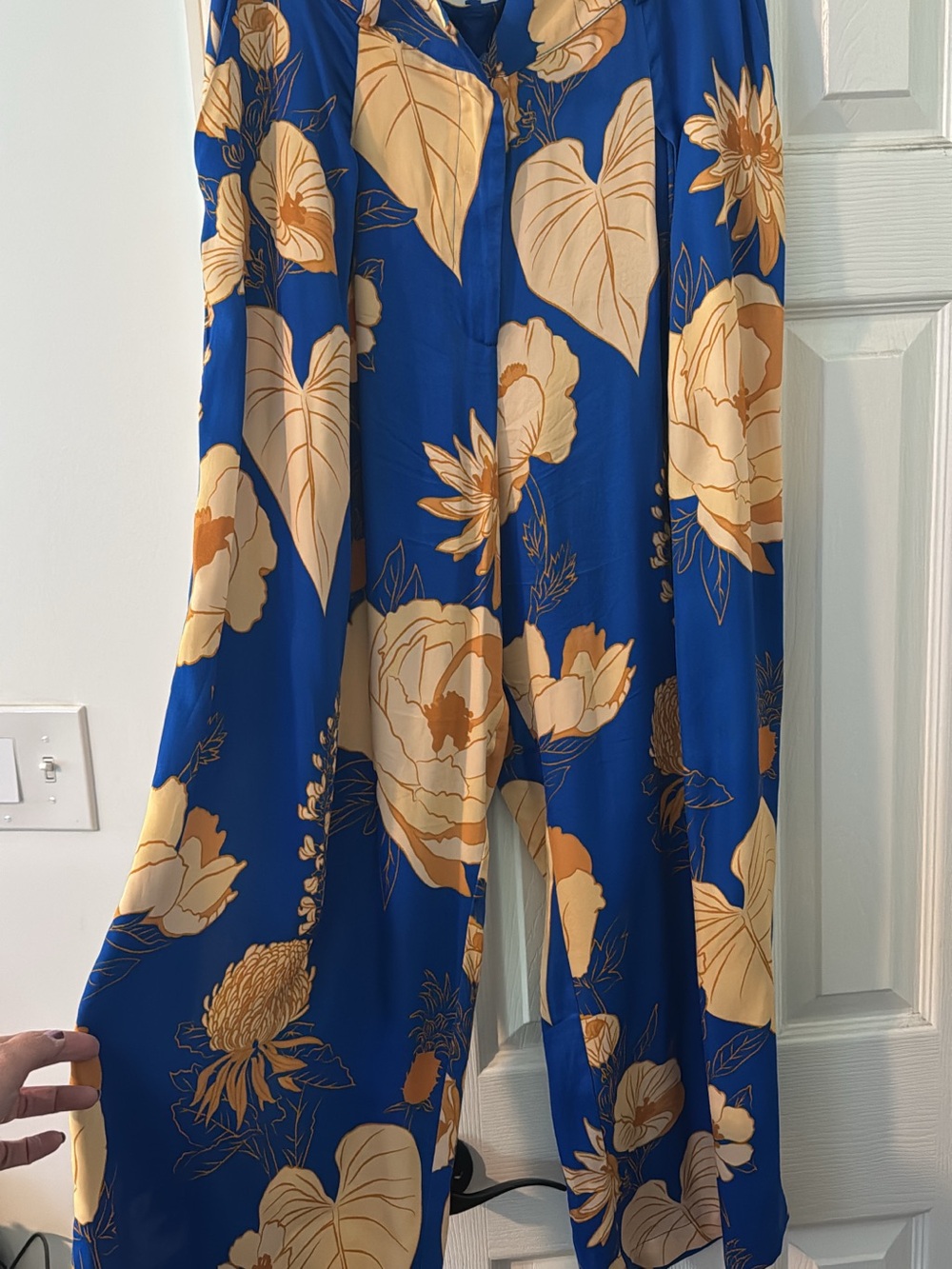 Farm Rio Women’s Blue Floral Wide-Leg pants